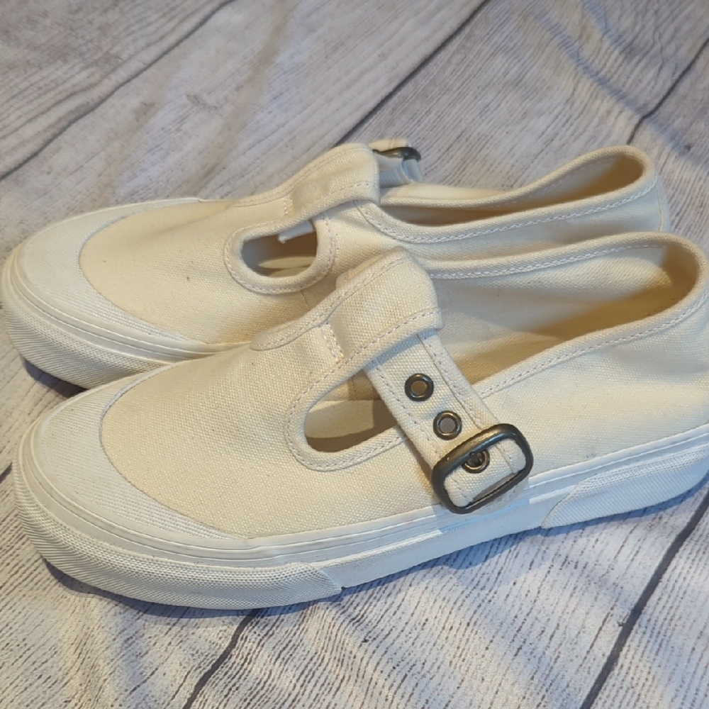 Vans Kids Beige Canvas Slip-On Sneakers